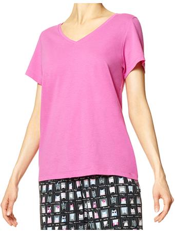 HUE - Short Sleeve V-Neck Sleep Tee PHLOX PINK