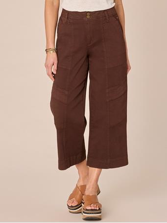 DEMOCRACY - Leg "Ab"solution Skyrise Double Button Cropped WideUtility Pant CHOCOLATE TRUFFLE