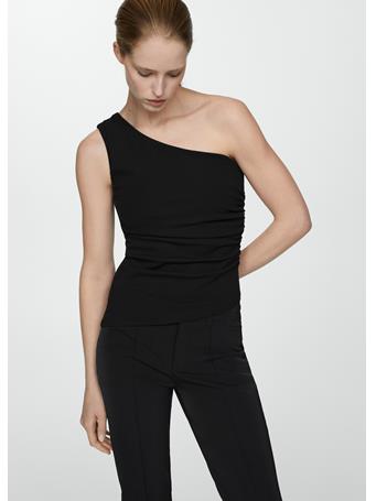MANGO - Asymmetrical Draped Top BLACK