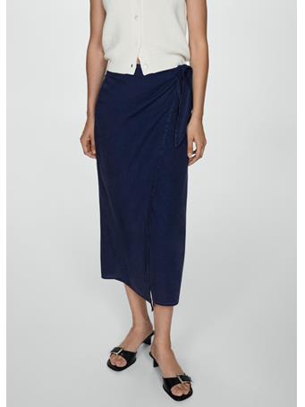 MANGO - Lyocell Sarong Skirt NAVY