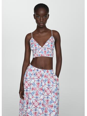 MANGO - Printed Crop Top BRIGHT RED