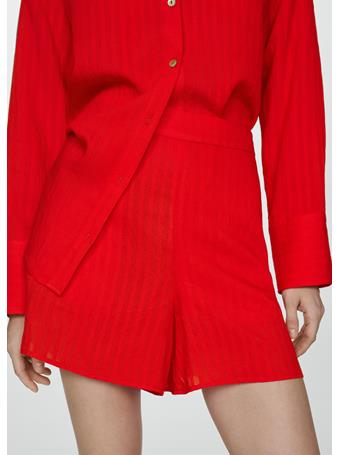 MANGO - Striped Printed Shorts BRIGHT RED
