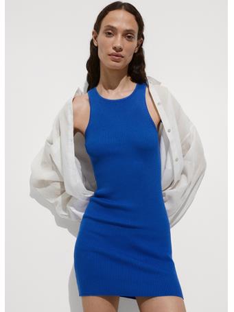 MANGO - Short Knitted Dress BRIGHT BLUE