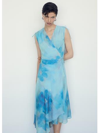 MANGO - Print Wrap Dress MEDIUM BLUE