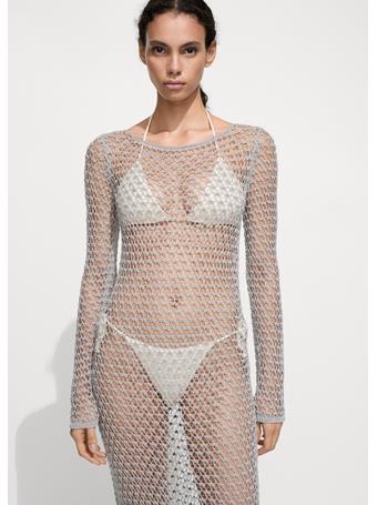 MANGO - Crochet Foil Dress LT PASTEL GREY