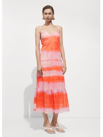 MANGO - Ruffle Printed Dress BRIGHT ORANGE