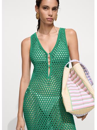 MANGO - Button Crochet Dress MEDIUM GREEN