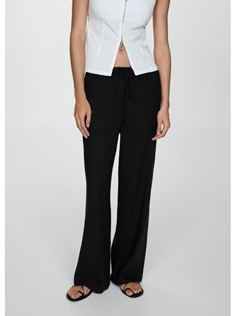 MANGO - Straight Linen-blend Trousers BLACK