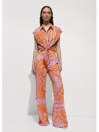 MANGO - Printed Lyocell Trousers MEDIUM PINK