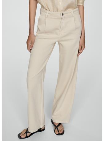 MANGO - Straight Pleated Jeans NATURAL WHITE