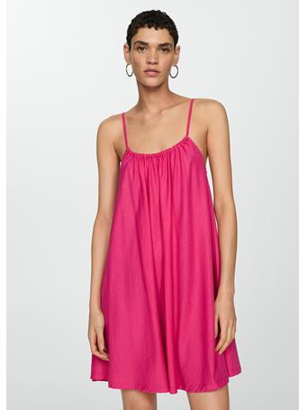 MANGO - Short Flowy Dress BRIGHT PINK