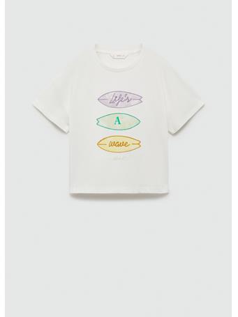 MANGO - Embroidered Detail T-Shirt IVORY