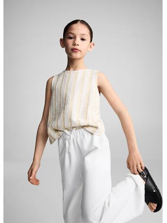 MANGO - Wideleg Linen Pants WHITE