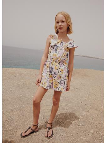 MANGO - Cotton Print Jumpsuit MED YELLOW