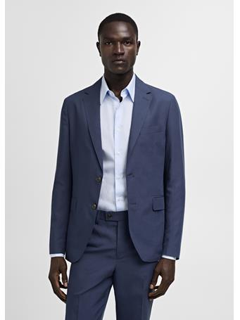 MANGO - Stretch Fabric Slim-fit Suit Blazer BLUE