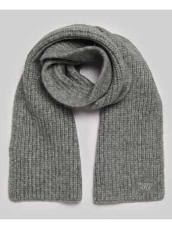 SUPERDRY - Ribbed Knit Scarf CHALK GREY MARL