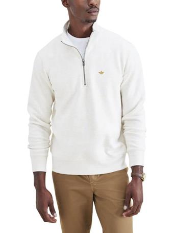 DOCKERS - Men's Regular Fit Quarter Zip Sweater CREAM HTR