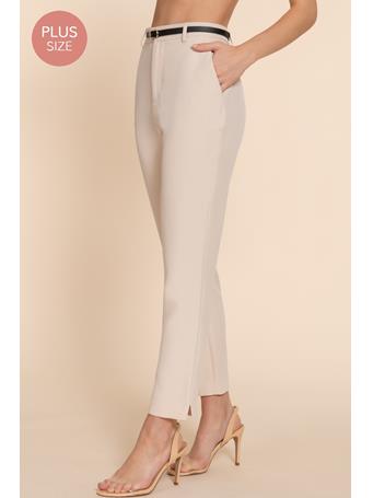 ACTIVE BASIC - [Plus] Classic Belted Woven Pants BEIGE