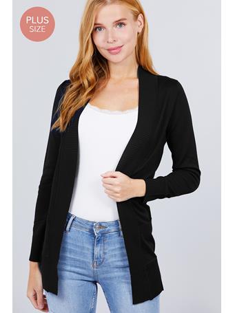 ACTIVE BASIC - [Plus] Open Sweater Cardigan BLACK