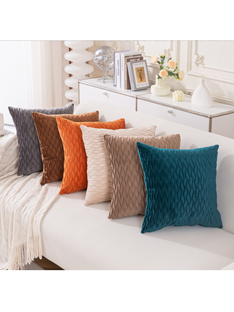 JIANAN - Wobble Stripe Velvet Decorative Pillow NAVY