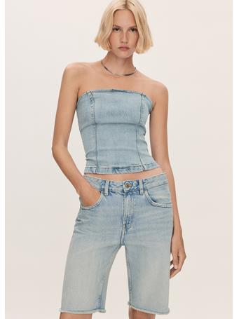 MANGO - Straight-Fit Denim Bermuda Shorts LT-PASTEL BLUE