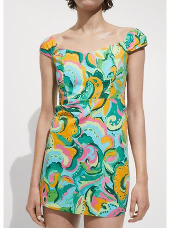 MANGO - Printed Short Dress MEDIUM GREEN
