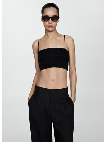 MANGO - Textured Crop Top BLACK