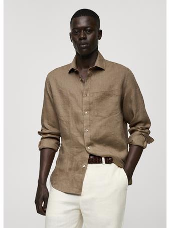MANGO - Classic Fit 100% Linen Shirt BEIGE