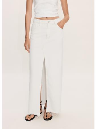 MANGO - Slit Denim Skirt WHITE
