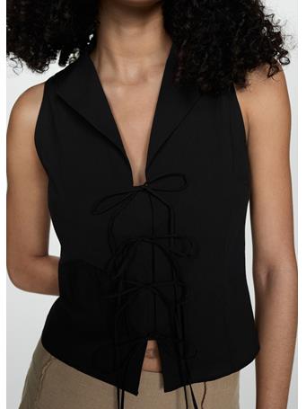 MANGO - Sleeveless Blouse With Bows BLACK