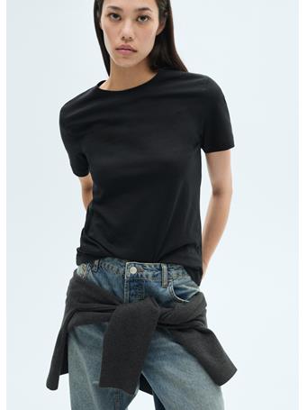 MANGO - Short-Sleeved Cotton T-Shirt BLACK