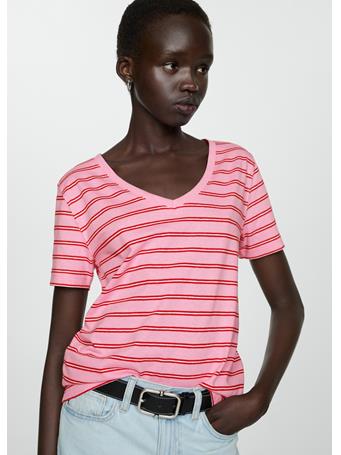 MANGO - Short-Sleeved Cotton T-Shirt MEDIUM PINK