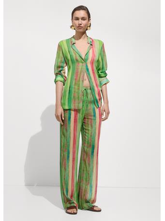 MANGO - Semi-Transparent Printed Blouse MEDIUM GREEN