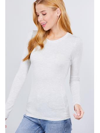 ACTIVE BASIC - Crew Neck Cotton Jersey Top OATMEAL