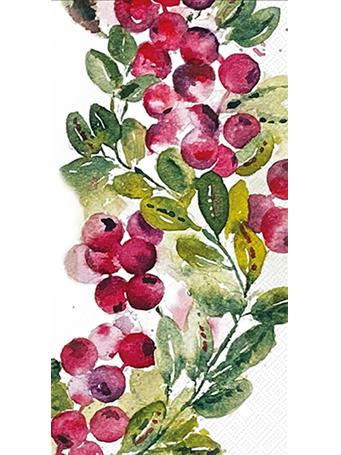 BOSTON INTERNATIONAL - Cranberry Wreath Guest Towel GREEN