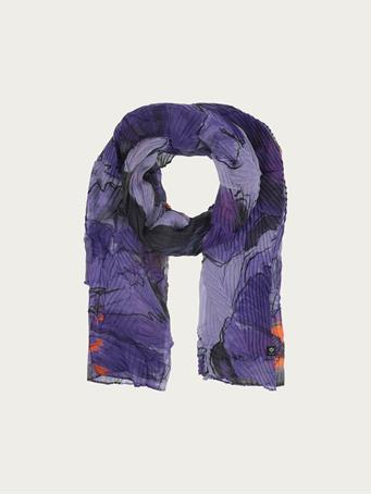 V FRAAS - Crepe Scarf With Floral Print ROYAL PURPLE