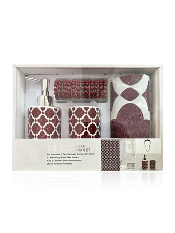 PURITY BATH - 15PC Bath Set BURGUNDY