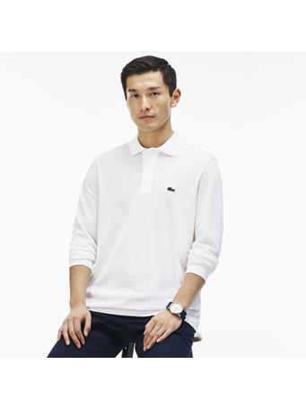 LACOSTE - Petit Piqué Long Sleeve Cotton Polo Shirt WHITE