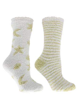 MINXNY - Soft and Fuzzy Eucalyptus Mint, Shea Butter Infused 2-Pair Pack Slipper Socks with Sachet WHITE