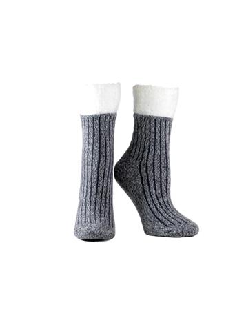 MINXNY - Double Layer Corduroy Non-Skid Soft and Fuzzy Lavender, Shea Butter Infused Slipper Socks GREY