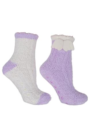 MINXNY - 2 Pairs Chenille Socks with 3D Accent, Infused with Lavender | Wings LILAC