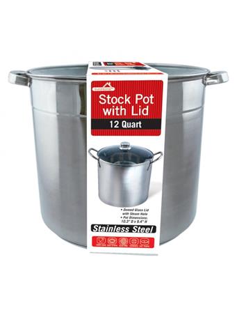 EURO-WARE INC - 12 Quart Heavy Duty Stainless Steel Stock Pot SILVER