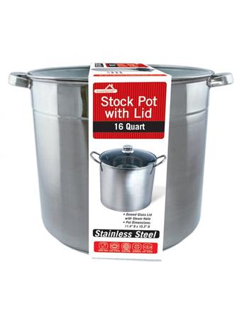 EURO-WARE INC - 16 Quart Heavy Duty Stainless Steel Stock Pot SILVER