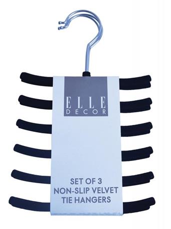 EURO-WARE INC - Elle - Non-Slip Velvet Tie Hangers - Set of 3 BLACK