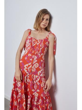 PEDRO DEL HIERRO - Ruffle Print Dress ORANGE