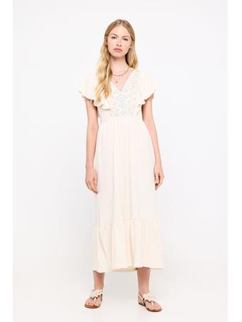 CORTEFIEL - Embroidered Rustic Dress SAND
