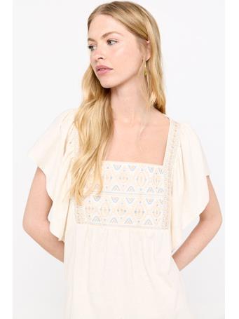 CORTEFIEL - Embroidered Rustic Top SAND