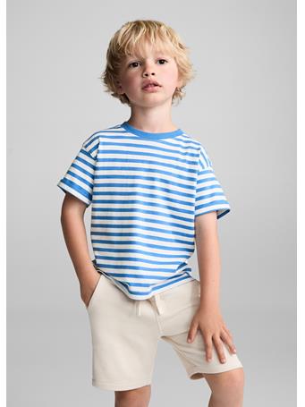 MANGO - Striped Cotton T-shirt BLUE