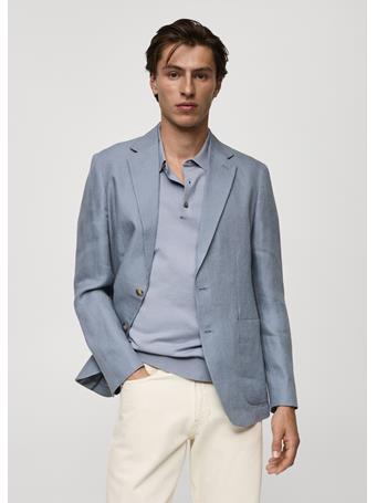 MANGO - 100% Linen Slim Fit Blazer BLUE