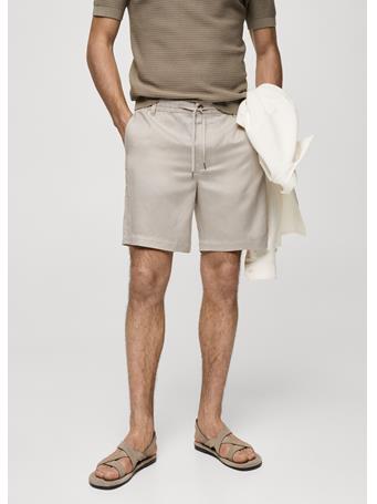 MANGO - Tencel Linen Shorts With Drawstring BEIGE